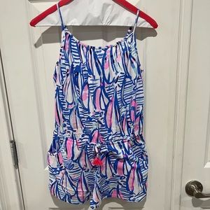 Lilly Pulitzer girls kids romper red right return Sz XL 12-14